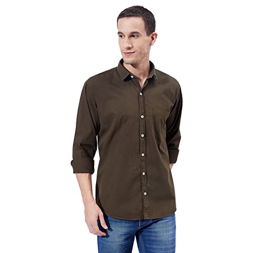Image of Ben Martin Men's Cotton Regular Collar Shirt with Chest Pocket || Classic Collar, Slim Fit, Casual & Formal Wear || Soft & Breathable Fabric || Full Sleeve Shirt for Men