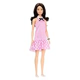 Barbie Fashionistas Doll #224 with Black Wavy Hair, Pink Gingham Dress & Accessories, 65th Anniversary Collectible Fashion Doll