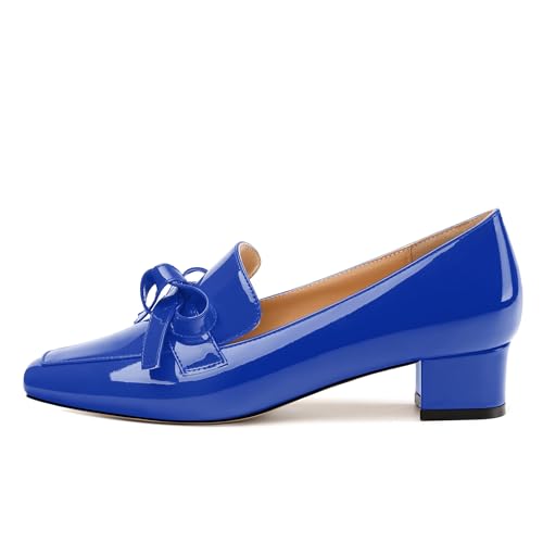 Image of Womens Loafer with Heel, Comfortable Chunky Heels for Women, Loafers Shoes with Bowknot Womens Bunion Dress Shoes