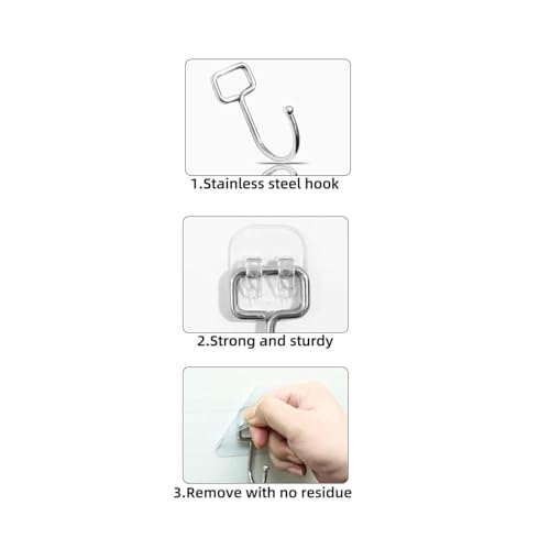 Image of 6 PCS Wall Hook for Hanging Heavy Duty Hooks for Wall No Drill Sticker Hooks Self Adhesive Magic Sticker for Bathroom Kitchen Home Office Towels Racks Shelves Bags and Coats (6 Piece)