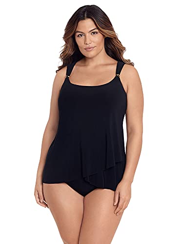 Miraclesuit Women's Plus Size Swimwear Tapiz Dazzle Scoop Neck Underwire Bra Tankini Top