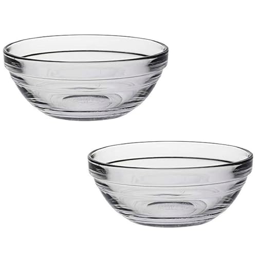 Acan Tradineur - Pack de 2 cuencos redondos de vidrio, modelo Lys, bol para mezclar, ensaladera apilable, apto para microondas y lavavajillas, cocina - 20 x 8 cm