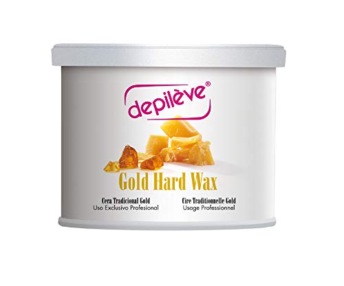 Depileve Gold Hard Wax for Hair Removal - Stripless Wax 14 oz - Full Body - Ideal for Delicate, Sensitive Skin