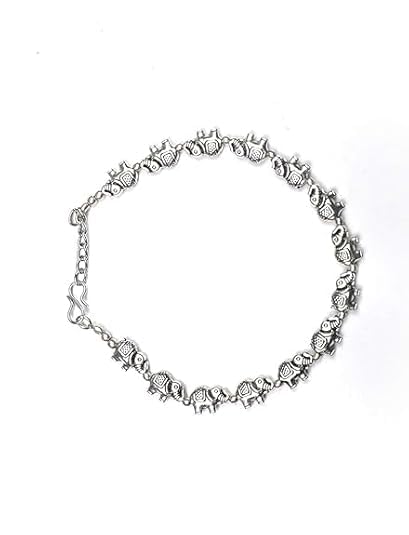 KAMAAKSHI Elephant Design Silver Plated Anklets for Women & Girls | Oxidized Silver Payal with White Beads | Adjustable Ethnic Foot Jewelry for Weddings & Gifts-image-31