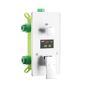 Shower Mixer Valve with Digital Temperature Display, 3 Function Brass Diverter Mixing Valve, for Bathroom Concealed Shower Flow Control Replacement Valve