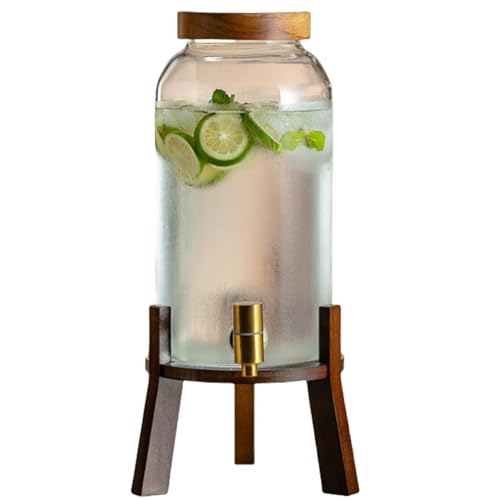 Vzfv 蛇口付きドリンクサーバー コールドケトル 3L 耐熱ガラス 大容量 飲料保存容器 水出し/フルーツティー/ジュース/アイスティーに最適 家庭用/業務用 レストラン・パーティー・ホテル 冷蔵庫対応 洗いやすい 漏れ防止 (6L)