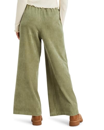 Roxy Lekeitio Knit - Easy Wear Pull on Corduroy Trousers for Women - Easy Wear/Coupe Confortable - Pantalon en Velours côtelé à Enfiler - Femme - L - Vert