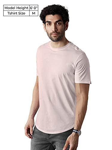 Image of The Souled Store Nude Pink Mens and Boys Solid Supima Cotton Drop Cut T-Shirts