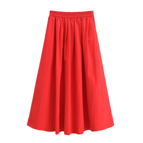 Women's Solid Simple High Waist Pockets Pleated Skirt A Line Beach Vacation Long Skirts