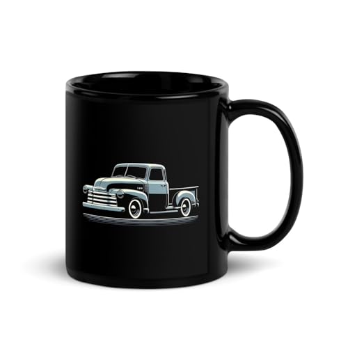 Taza de cerámica negra con diseño vintage de camión 1950 miniatura 1