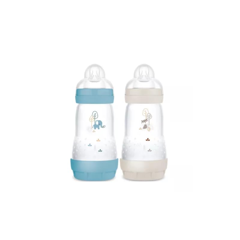 Easy Start Anti-Colic Bottle 2+ Months Medium Flow (2 x 260 ml) Ocean + Sand - Bottle to Reduce Colic and Baby Discomfort - Baby Bottle Suitable for Breastfeeding