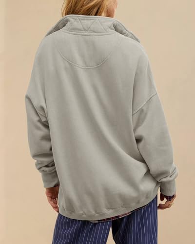 Image of Gacaky Sweatshirt for Women Oversized Casual Long Sleeve Button Henley Neck Pullover Tops Fashion Outfits Clothes