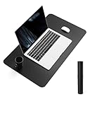 YSAGi デスクマット マウス対応 レザー デスクマット 大型マウスパッド 裏面はスエード 滑り止め 厚さ1.5mm 防水 防油 断熱 お手入れ簡単 オフィス 自宅用 装飾用 デスクパッド（ブラック，60*35cm）