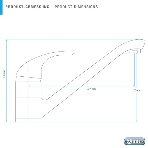Monomando para fregadero Cornat FR52 grifo de cocina cromado de baja presión 3