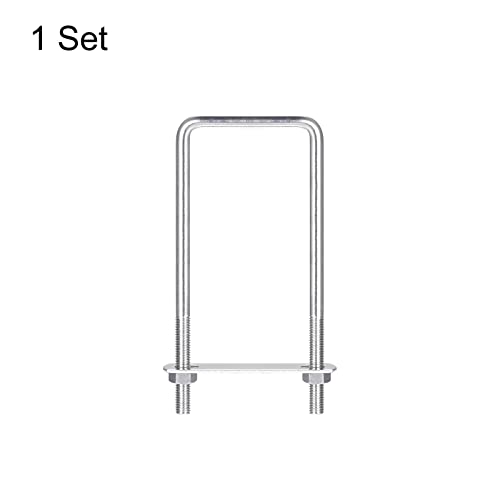 Image of uxcell Square U-Bolts, 62mm(2.44 inch) Inner Width 160mm Length M8 304 Stainless Steel U Clamp Bolt with Nuts and Plates, for Boat Trailer