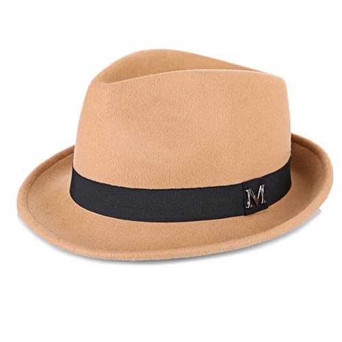 Image of FREEBIRD99 100% Wool Felt Panama Fedora Hat Short Brim Trilby Flat Hat for Men Women