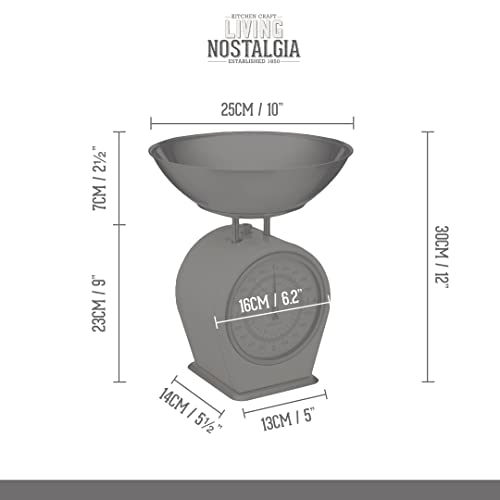 KitchenCraft Living Nostalgia Mechanical Kitchen Scales, 4 kg (8 lbs) - French Grey