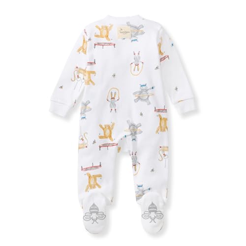 Image of Burt's Bees Baby unisex-baby Sleep & Play, Organic One-piece Romper-jumpsuit Pj, Zip Front Footed Pajama