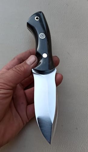 FH TRADERS Hunting Knife 1075 Carbon Steel and Micarta Handle - Fixed Blade Made Camping Knives - Bushcraft Knife - Survival Knives with Leather Sheath