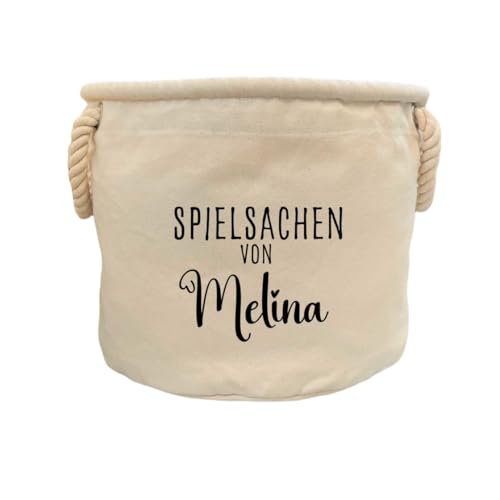 minimutz Aufbewahrungskorb Kinderzimmer - Personalisiert mit Name- Spielzeugkorb Mädchen Jungen - Spielzeugbox Herzen 30x30cm Baumwolle (Spielsachen)