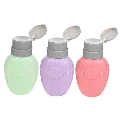 FRCOLOR Press Pump Bottle for Nail Polish Remover 3 Empty Bottles Dispenser for Nail Art Tools