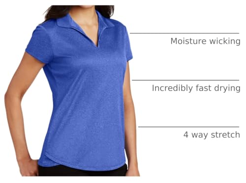 Image of Women's Golf Polo Shirts Short Sleeve Athletic Sports Top - Moisture Wicking, Collared, Lightweight Tee