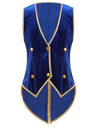 Kids Boys Vintage Medieval Renaissance Tailcoat Velvet Vest Victorian Steampunk Button Down Waistcoat