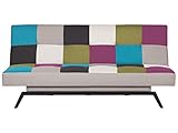 Beliani Sofá Cama tapizado en Tela Patchwork Multicolor 3 plazas Mecanismo Click clack Leeds