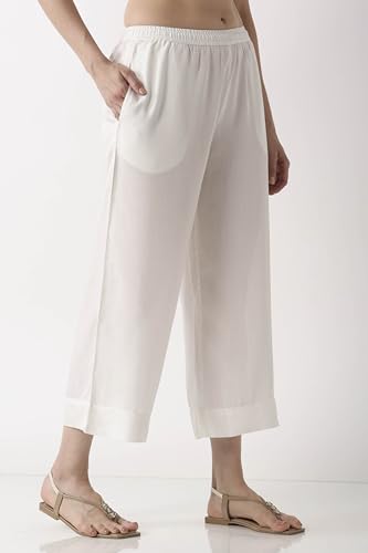 Image of BIBA Women Rayon Regular Solid Pants