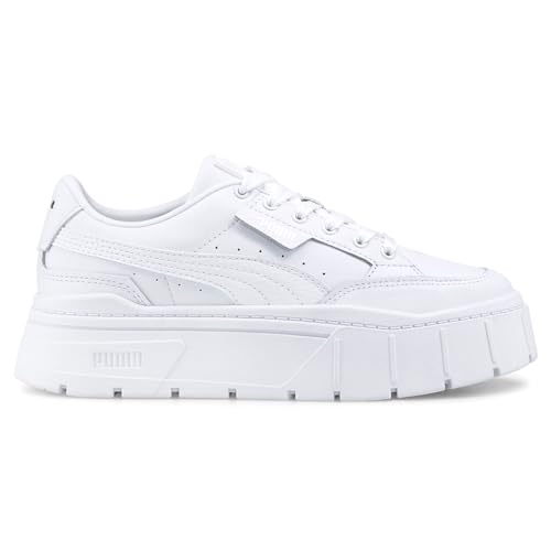 PUMA Womens Mayze Stack Leather Platform Lace Up Sneakers Shoes Casual - White - Size 11 M