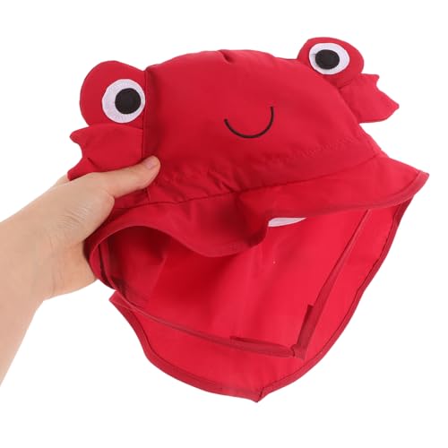 LUOZZY Breathable Kids Sun Hat with Wide Brim Neck Flap Uv Protection Cartoon Crab Design Quick-Dry for Summer Beach Outdoor 52cm Age 2-6 Years Multicolored3