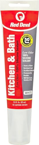 Image of Red Devil 0883 Kitchen & Bath Low Odor Silicone Sealant, 2.8 oz. Tube, White, 12 Pack