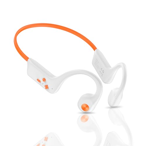 Image of Bone Conduction Headphones, Bluetooth 6.0 Open Ear Headphones with Mic, Type-C Quick Charge, Long Battery Life, IPX5 Sweatproof, Lightweight Comfortable for Gym, Sports, and Driving(Beige Orange)
