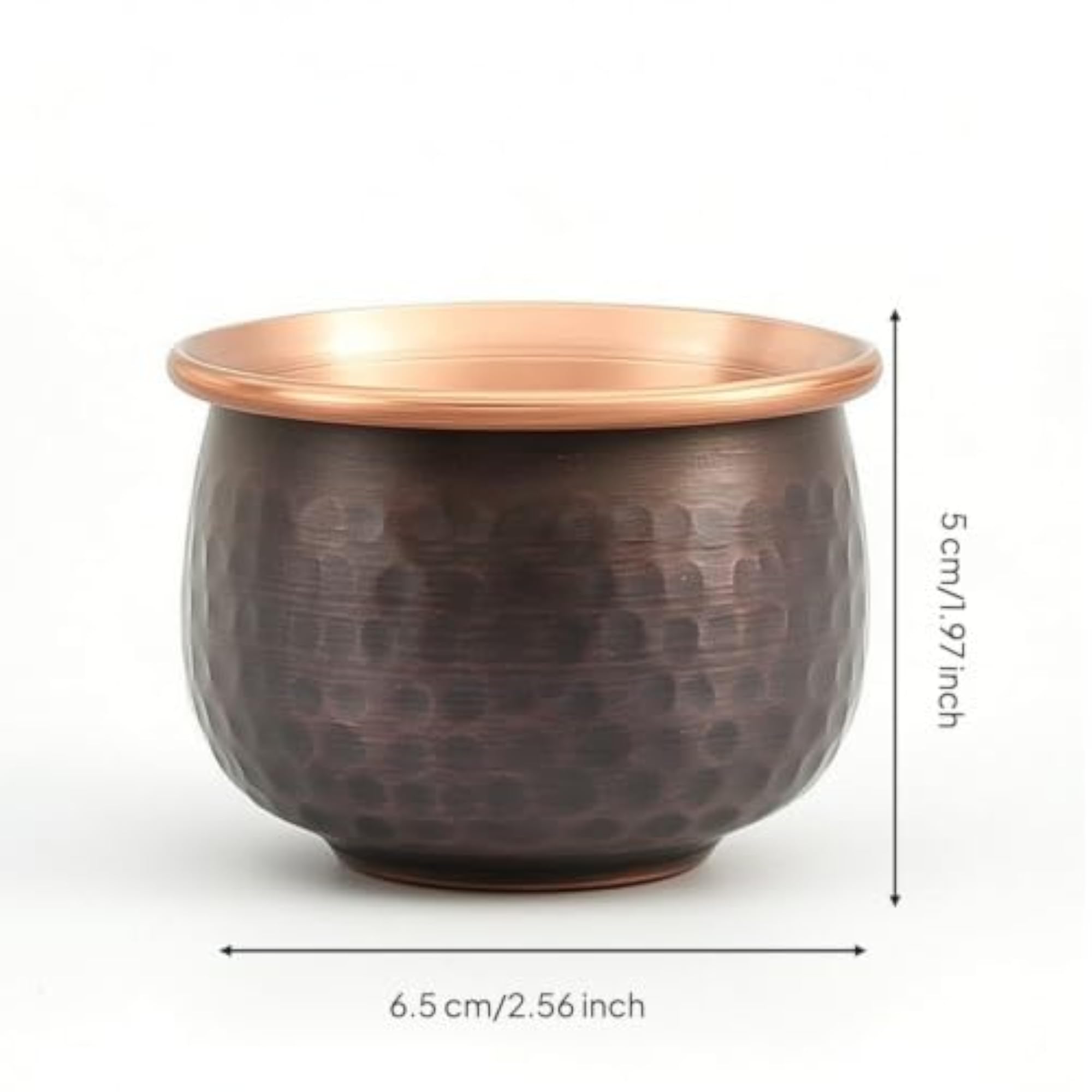 Handmade Copper Tea Cup, Hammered Exterior for Collectors