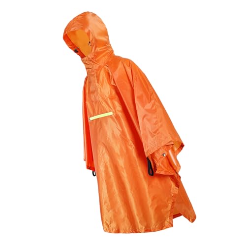 Hooded Rain Poncho, Waterproof Rain Jacket Poncho, Long Hooded Raincoat, Lightweight Unisex Hiking Hooded Raincoat Jacket, with Reflective Strip, for Outdoor Activities (Orange)3
