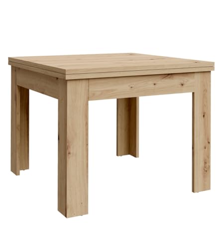 Home Heavenly® - Mesa Comedor Cuadrada Extensible Tipo Libro Luter, 4-8 Personas, 95x95 cm hasta 190 cm Ancho. (Roble Artisan)