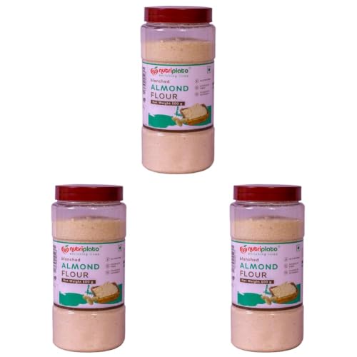 Image of Nutriplato-enriching lives Blanched Almond Flour Jar, 500 g (Pack of 3)