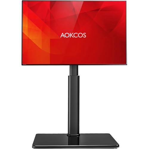 AOKCOS Supporto TV da Pavimento inclinabile per 32-55 65 70 Pollici, Girevole & Altezza Regolazione...