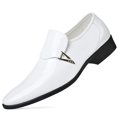 Men Classic Leather Oxford Dress Shoes Slip On Pointed Toe Low Top Block Heel Breathable Fashion Business Wedding Prom Comfortable