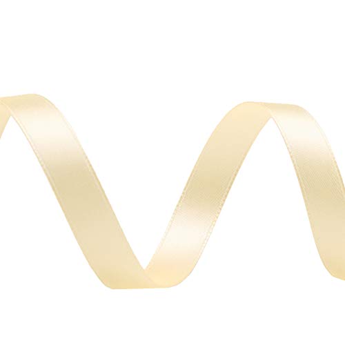 Image of Solid Color Double Faced Ivory /Gream Satin Ribbon 3 /8 inch X 50 Yards, Ribbons Perfect for Crafts, Wedding Decor, Bow Making, Sewing, Gift Package Wrapping and More