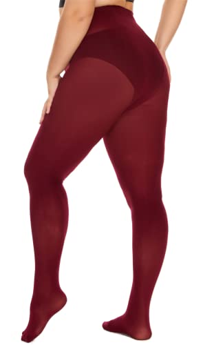 Image of DUCMODA Plus Size Tights for Women, Ultra Soft Solid Color Semi-Opaque Pantyhose, Nylon High Waist Stockings 1X 2X 3X 4X