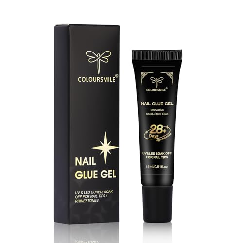 COLOURSMILE 15ml Strong Gel Nail Glue - Lamp Cured Soak Off, Adhesive for Acrylic Fake Nails, Tips...