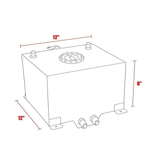 EASYBERG 5 Gallon Aluminum Street/Drift/Strip/Racing Fuel Cell Black Gas Tank with Level Sender Silver Coated