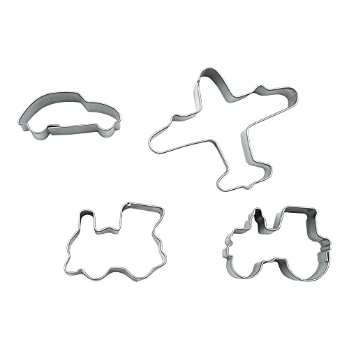 BekkiB 35184 - 4er Set Mini-Keksausstecher "Fahrzeuge" - Kleine Ausstecher Auto, Traktor, Lok und Flugzeug Cover