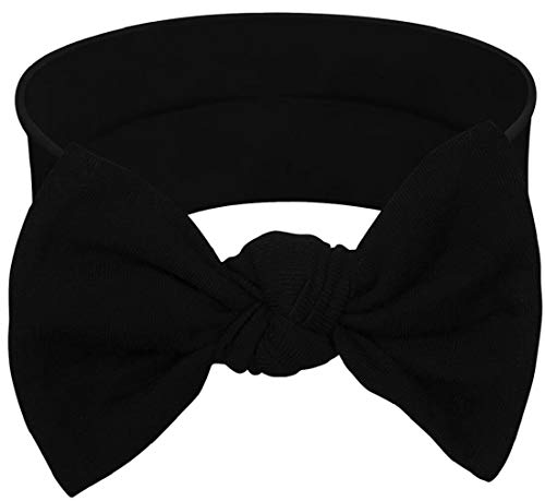 BABYGIZ Baby Girl Headbands with Bows Soft Cotton Baby Headbands for Infant & Toddler Girls Handmade Stretchy Hair Accessories (Black)