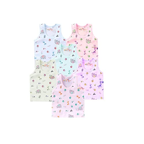 Image of KIKE New Born Baby Pure Cotton Printed Regular Fit Sando Innerwear Baniyan Kids Vest Infants Sleeveless Undershirts for Cute Boys Girls 0-24 Months (Pack of 6)