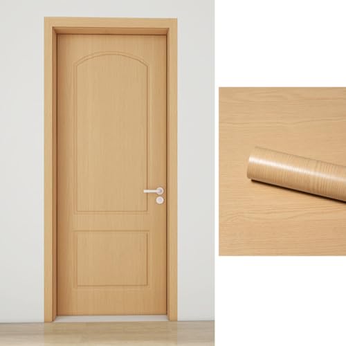 壁紙シール 木目調 接着剤付き ドア用シール 粘着式 家具用リメイクシート北欧 防水 防湿 幅40/60/80/120cm ×長さ2/3/5m DIY 台所 玄関 ドア 扉 テーブル 流し台 家具 (80*200cm,オーク色)