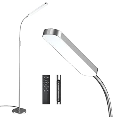Wio-Mio 15w/1000lm Bright LED Floor Lamp with Stepless Adjustable 3000K-6000K Colors and Dimmer, Remote and Touch Control Reading Lamp, Adjustable Gooseneck Floor Lamp for Living Room