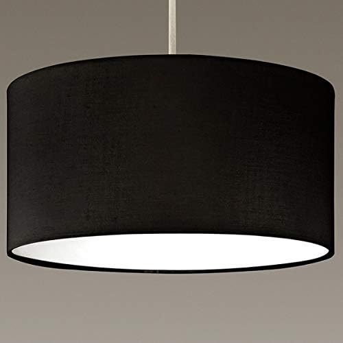 CGC Modern Fabric Lamp Shade Solid Opal White Bottom Diffuser Drum Pendant Table Lamp Bedroom Dining Room Lounge (Black)