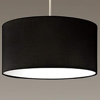 CGC Modern Fabric Lamp Shade Solid Opal White Bottom Diffuser Drum Pendant Table Lamp Bedroom Dining Room Lounge (Black)